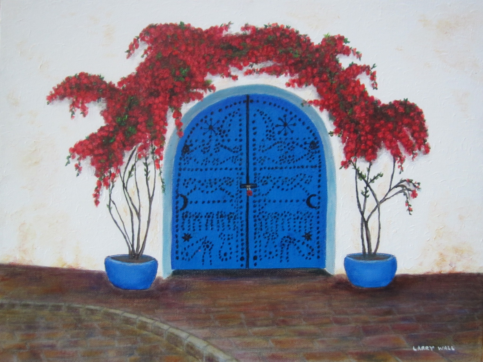 Tunisian Blue Door, 12 × 16 oil painting by Larry Wall